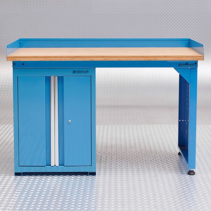 Werkbank PRO 150 cm mit kaufen Versand - blau online Kostenloser Werkstattschrank 